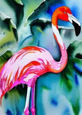 A beautiful pink flamingo