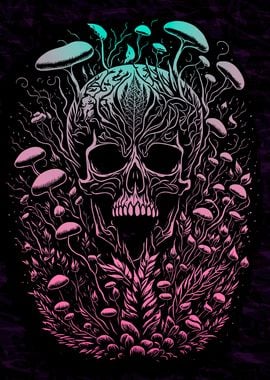 Psychedelic Fern Skull