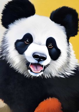 Panda with its mouth open