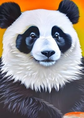 Close up painting Panda