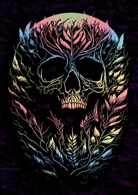 Psychedelic Fern Skull