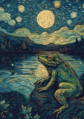 Van Gogh Cottagecore Frog