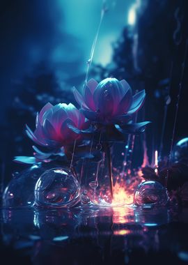 Lotus Flower Neon Artwork