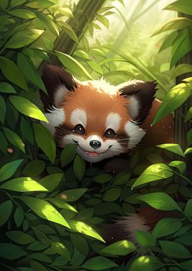 Playful Red Panda Forest