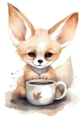 Fennec with coffee