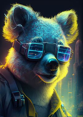 Neon Koala with Sunglasses' Poster, picture, metal print, paint by