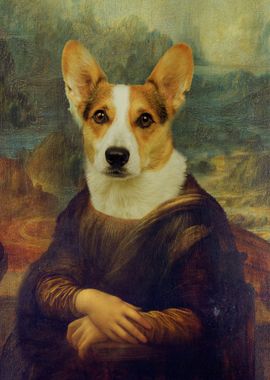 Mona lisa Corgi dog parody