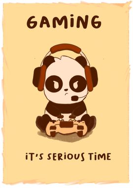 Serious panda gamer' Poster, picture, metal print, paint by Ryan