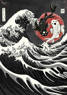 Koi fish YinYang Hokusai