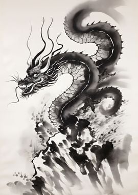 Dragon Sumi Ink - Sumi Ink Painting - Magnet