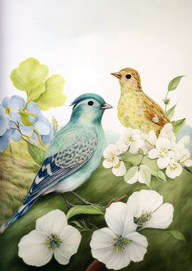 watercolors painting bird