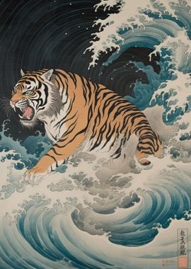 Vintage Tiger Surfing