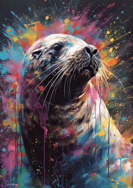 Sea lion painting