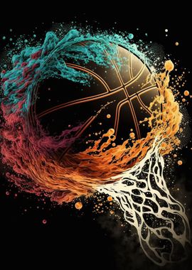 Basketball Sport Colorful' Poster, picture, metal print, paint by Ahmet  Thorpe