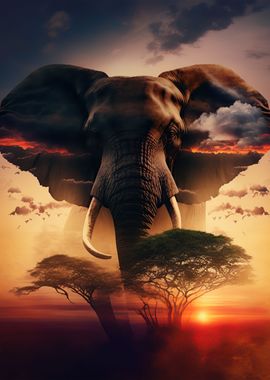 Elephant Sunset Animal