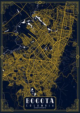 Bogota City Map Gold