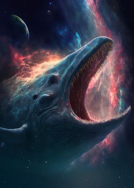 blue space whale' Poster, picture, metal print, paint by Creative Ys
