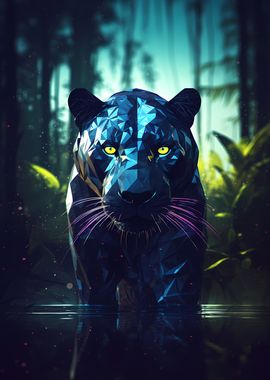 Geometric Panther Polygon