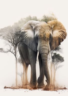 Elephant animal sunset