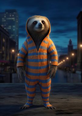 sloth in pyjama