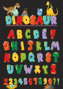 ABC dinosaur alphabet' Poster, picture, metal print, paint by