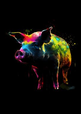 Pig Colorful Black