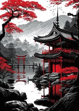'Japanese Landscape 13' Poster, picture, metal print, paint by ...