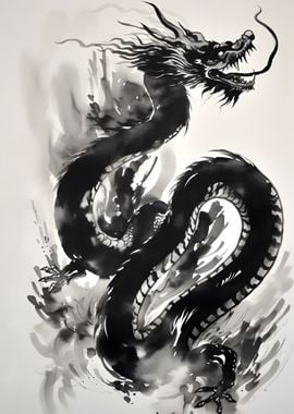 Dark Dragon Ink Art