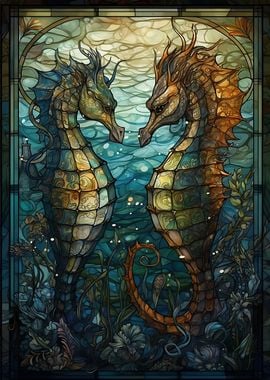 SeaHorses Stained Glass