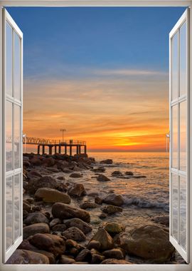 Window view sea landscape