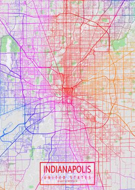 Indianapolis Map Colorful