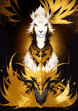 Abstract gold llama