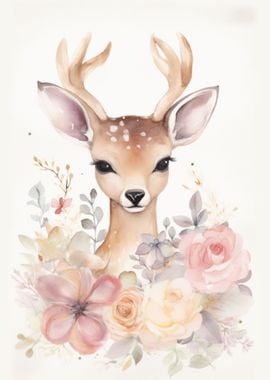 Watercolor Deer Poster