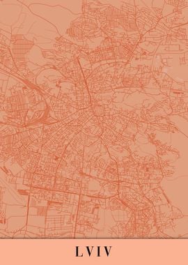 Lviv Lvov Orange Map