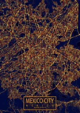 Mexico Map City At Night