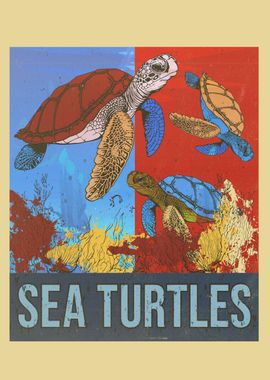 Retro Sea Turtles Gift