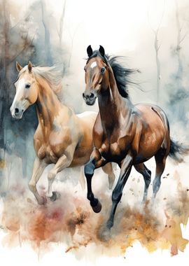 Two Elegant Horse Running