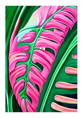 Pink Monstera Leaf