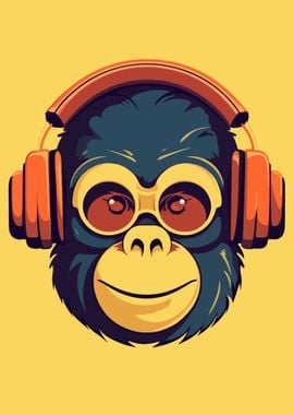 Nerd Monkey with Headphone