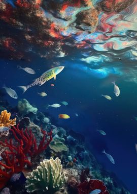 Underwater reef with fish