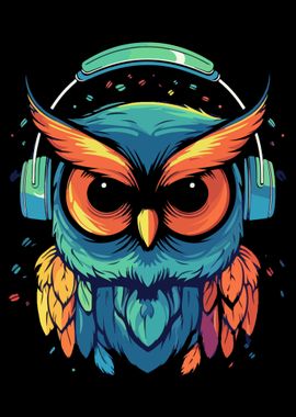 Straight Owl and Headphone