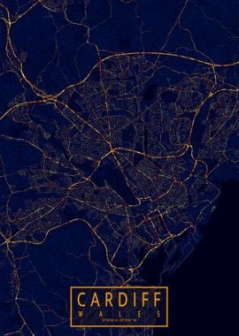 Cardiff Map City At Night