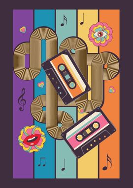 Cassette with rainbow