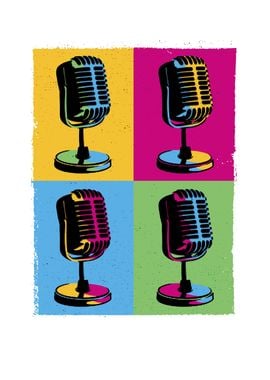 Pop art microphones music