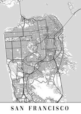 San Francisco White Map