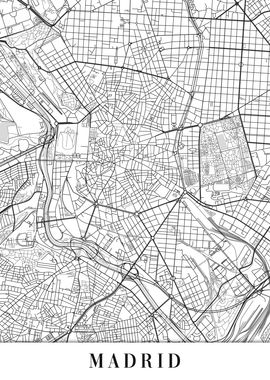 Madrid White Map