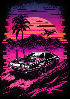 Retro Car by Sunset