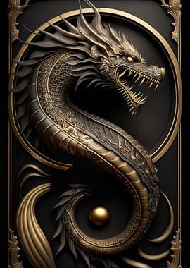 Dragon Golden Art Deco