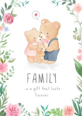 Cute bear lovely family