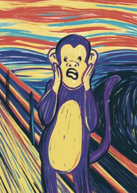 Monkey screaming painting